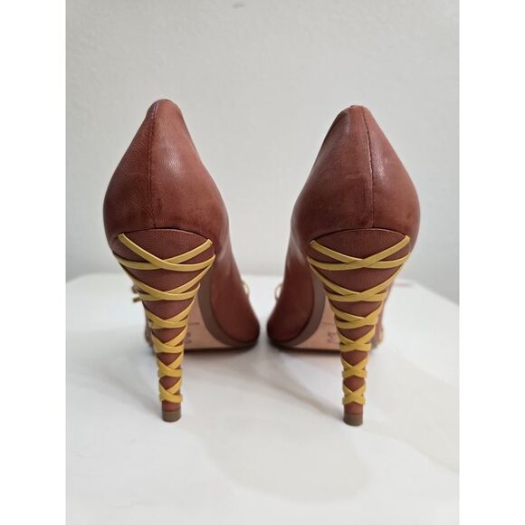 Corso Como Leather Lace-Up Heels Size 7.5 Brown Boho Victorian Brazil Boho - Picture 6 of 8